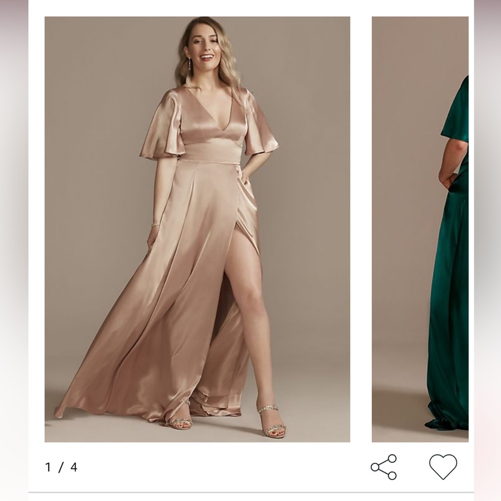 GALINA SIGNATURE SAND SIZE 12
charmeuse flutter-sleeve a-line bridesmaid dress